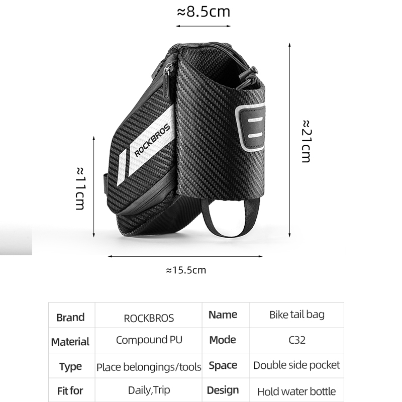 ROCKBROS Bicycle Tail Bag ≈1L  - Mountain Biking Waist Pack recension och pris